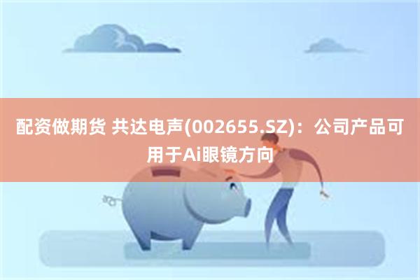 配资做期货 共达电声(002655.SZ)：公司产品可用于Ai眼镜方向