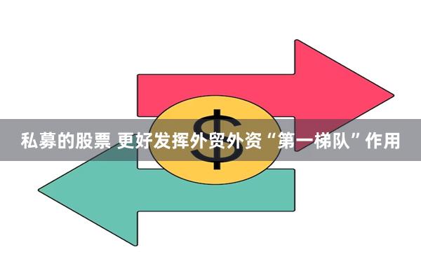私募的股票 更好发挥外贸外资“第一梯队”作用